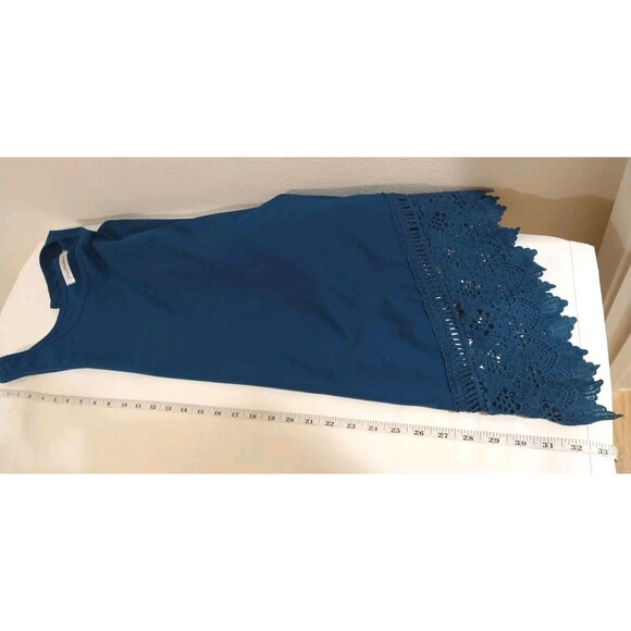 XIAOMAAMJI X.M.A.J WOMENS 4X TURQUOISE NEW TANK TOP CROCHET LACE BOHO SCOOP NECK - Picture 10 of 10